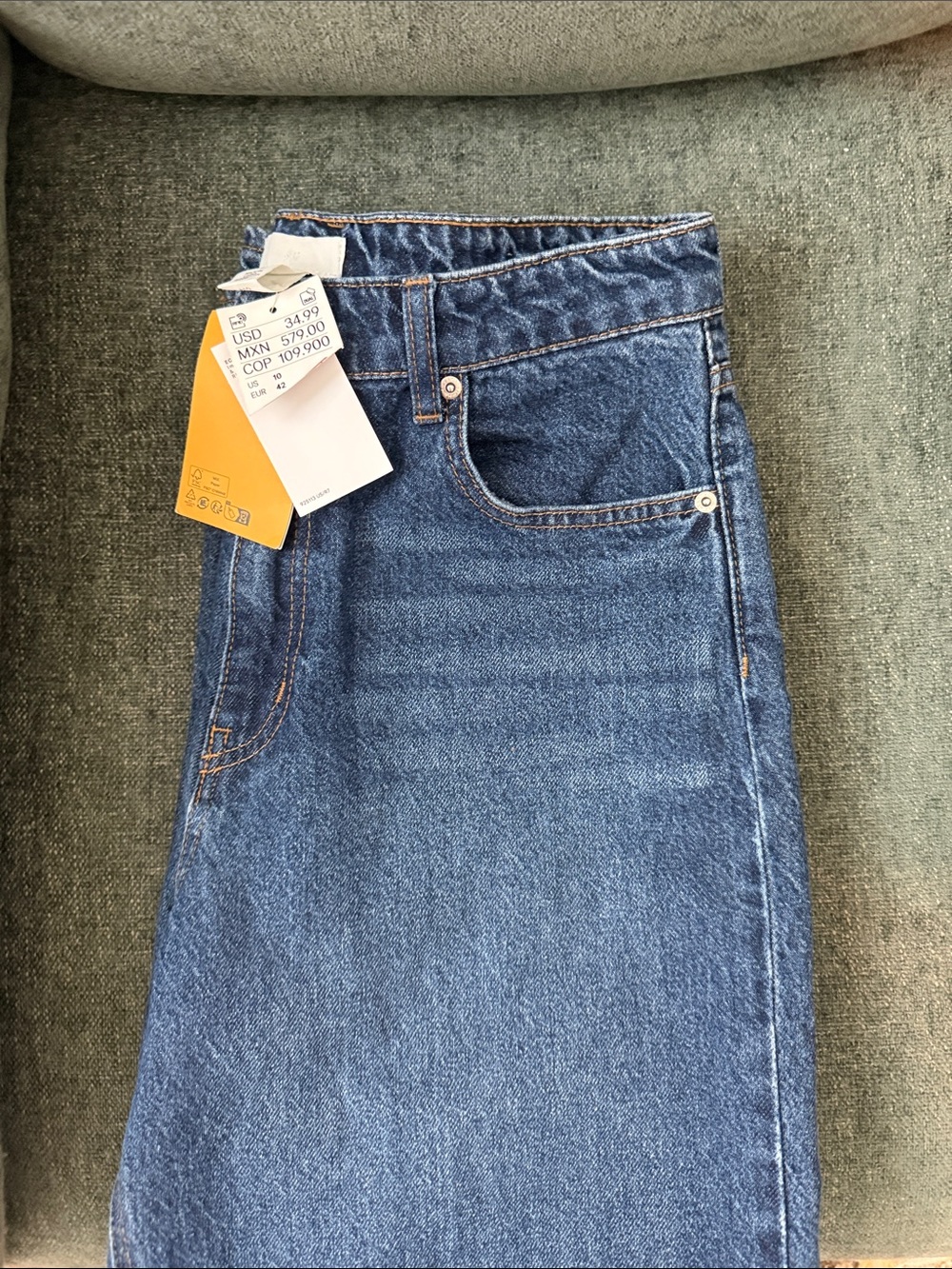 H&M High-Rise Straight-Leg Jeans - Dark Blue